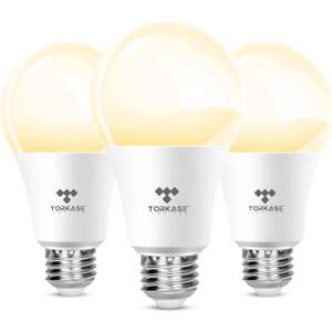 Torkase Outdoor Dusk to Dawn Light Bulbs, No Timer Required, 13W(100W Equivalent), 3000K Warm White, E26 A19 Automatic Sensor LED Bulb, Built-in Photocell Detector for Boundary Garage Patio, 3 Pack