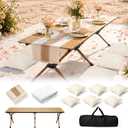Boho Picnic Table Set with Blanket Table Runner Pillow Cover for Gathering
118" x 71" Extra Large White Blanket, Beige Table Runner & 6 Pillow Covers, Essentials for Weddings, Picnics & Camping