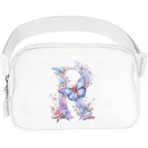Simikol Belt Bag Initail Letter Travel Fanny Pack Cute Butterfly Crossbody Bags for Girls Fashion Waist Packs Letter A-T Outside Lightweight Waterproof Running Workout Hiking Travel Belt Bags, R