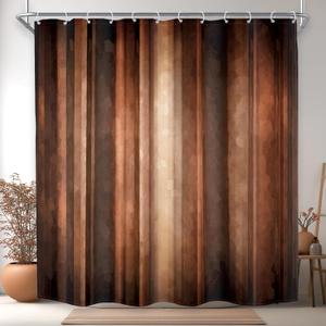 MESHELLY Brown Shower Curtain 72Wx78H Stripe Rustic Bronze Tan Ombre Rust Copper Striped Earth Tone Bathroom Curtain Western Vintage Men Simple Bath Curtain Bathroom Accessories Decor with 12 Hook