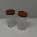 34 OZ/2 PCS Glass Storage Jar with Airtight Bamboo Wooden Lids, Vintage Food Containers Canisters Sets for Kitchen Counter Pantry, Sugar, Flour, Candy, Tea, Coffee Beans, Oats, Grain Bin, Pasta, ((34oz) Sunflower+Begonia)