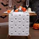 BINBE Table Runner Faux Fur Soft Plush Cute Ghost Table Runner for Kitchen Dining Table Decoration Home Party Decor 13x72 Inch White