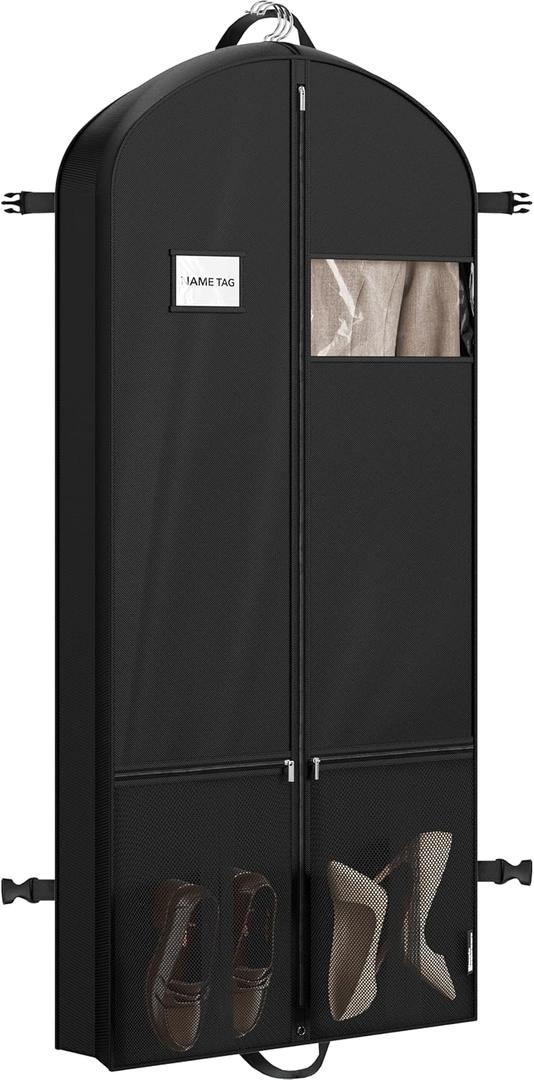 Simple Houseware 60'' Travel Garment Bag with Pockets for Suits, Dresses, Coats, Tuxedos, Heavy Duty 300D Polyester