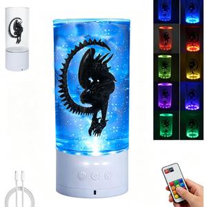 9.1" Alien Xenomorph Lamp, Alien Bucket with Rotating Base, Water-Fillable Tank with Remote Control, Multi-Color Mood Light, Sci-Fi Movie Prop Collectible for Alien Fans