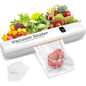 Vacuum Sealer, 3 Modes Food Storage Vacuum Sealer Machine, Multi-Functional Automatic Food Sealer, with 20 Vacuum Bags, Fast-Compact Design, LED Display Vacuum Sealer, 3 Modes Food Storage Vacuum Sealer Machine, Multi-Functional Automatic Food Sealer, with 20 Vacuum Bags, Fast-Compact Design, LED Display