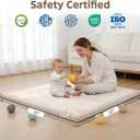 COLLACOCO Baby Play Mat for Floor, 39"x59" Playpen Mat, 1.3" Thick Memory Foam Tummy Time Mat, Soft Coral Velvet Nursery Rug, Easy-Care & Non-Slip Cushioned for Infants, Kids, Toddlers Crawling, Beige