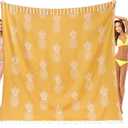 Genovega Oversized Giant Turkish Beach Towel Blanket Extra Large XXL Lightweight Quick Dry Sand Free Boho Throw Pool Cloud Sandrpoof Blankets Women Men Big Jumbo Wide 2 Person Size Pineapple Yellow