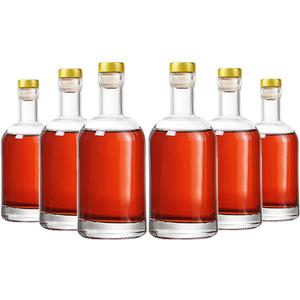 Clear Glass Bottles 12 Oz - 375ml [Pack of 6] for Wine Beverages Drinks Oil Vinegar Kombucha Beer Water Soda with Cork Stopper Airtight Lid