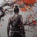 PBXBJY 3 Pieces Samurai Canvas Wall Art Japan Samurai and Full Moon Pictures Japanese Theme Painting Print Bushido Posters Decor Frame (24x36inchx3Pcs)