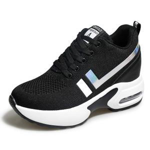 AONEGOLD Women's Platform Sneakers Wedges High Top Lace Up Shoes Increase Fashion Sneakers for Women Girls Black 41