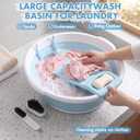 Lounsweer Large Collapsible Washboard for Hand Washing Clothes, Blue