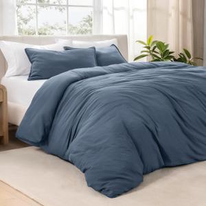 Bare Home Microfiber Duvet Cover Set - Ultra Soft Washed Microfiber - Oversized King Size - Linen-Like Look - Easy Care - Breathable Fabric - Our Softest Duvet Cover Set (Oversized King, Bering Sea)