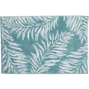 Market & Place Coastal Printed Bath Rug, Blue and White Mat, Modern Bath Decor for Tub and Shower, Absorbent Rug, 20" x 30", Palm Leaves