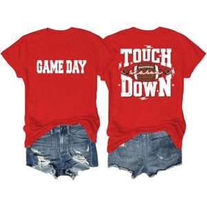Women's Football Shirts Game Day Outfits Front and Back Double-Sided Graphic Tops 1 Piece (Large)