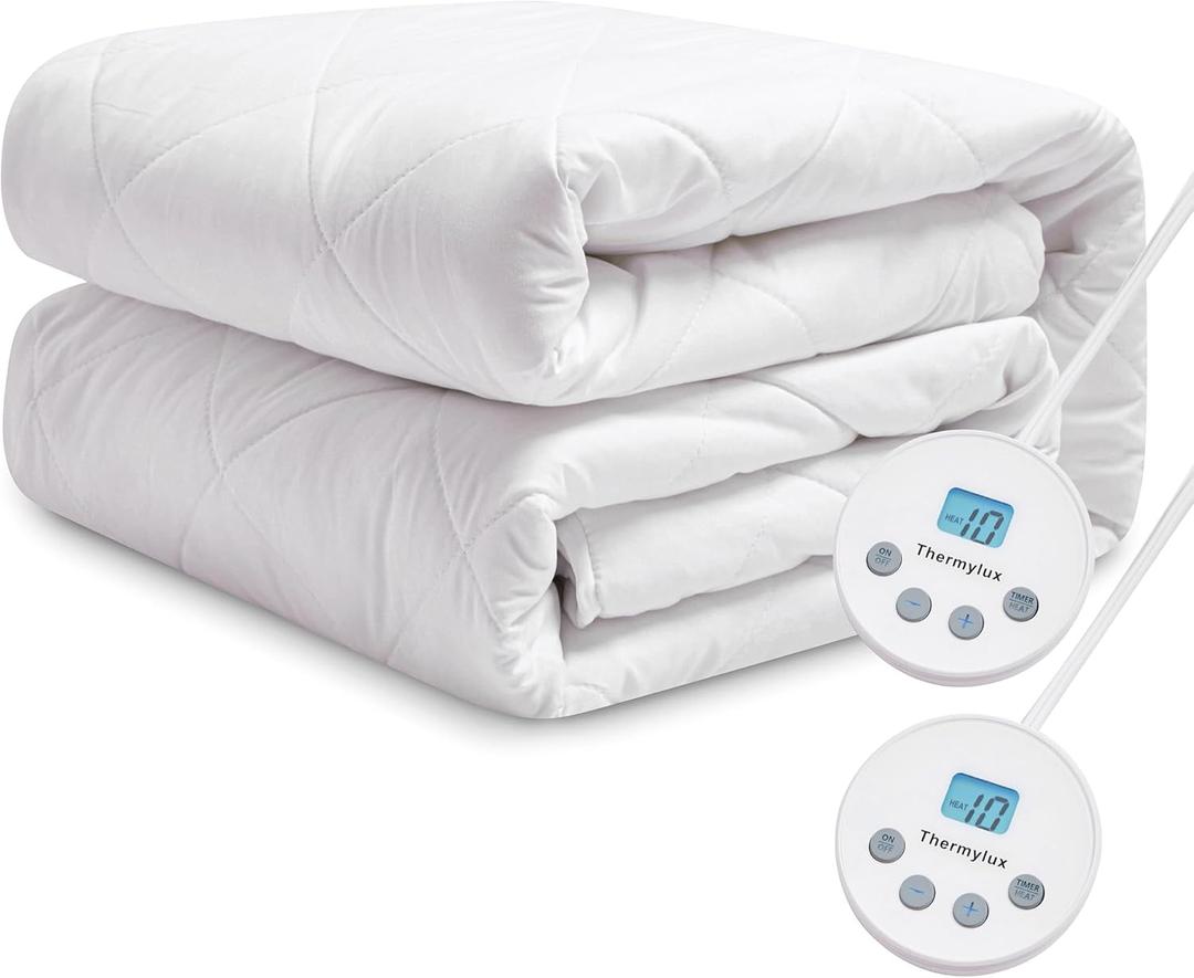 Electric Mattress Pad Queen Size Quilted Wave 10 Heat Settings & Dual Control with 12 Hour Auto Off,Deep Pocket Fits up to 15", Microfiber Bed Warmer, ETL Certified Machine Washable,60"x80"