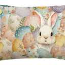 AVOIN colorlife Easter Eggs Bunny Flowers Throw Pillow Cover, 12 x 20 Inch Eucalyptus Leaves Cushion Case Decoration for Sofa Couch