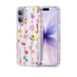 Unov Case for iPhone 17 Case Clear with Design Embossed Floral Pattern Soft TPU Bumper Slim Protective 6.3 Inch (Aesthetic Flower)