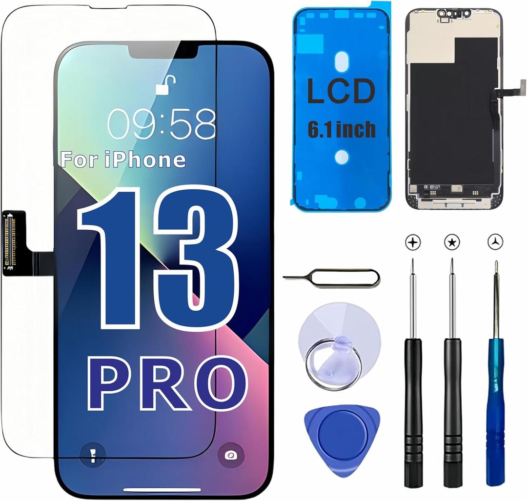 ZTR for iPhone 13 Pro Screen Replacement, 6.1'' LCD COF Display and Touch Digitizer Full Assembly with Repair Tool Kits, 120Hz Promotion, Screen Protector (for A2483, A2636, A2639, A2640, A2638)