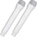 Facmogu 2PCS Fake Microphone Prop, Plastic Realistic Prop Microphone, Pretend Mics Simulate Speech Practice, Mic Prop for Karaoke Costume Role Play Christmas Cosplay Music Birthday Party Favors -White