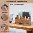 dreampossible Brown Wood Desk Organizer and Accessories with Drawer, Bill Mail Organizer and File Mail Holder for Office Supplies, Modern Desk Accessories & Workspace Organizers for Desk Organization
