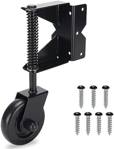 Heavy Duty Wooden Fence Gate Caster - 360 Degree Swivel Outdoor Swing or Rolling Gate Support Wheel Kit, 4-1/2 Inch, 220 Lbs Capacity, Black (Left)