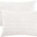 PHF 100% Cotton Waffle Pillow Shams Standard Size, 2 Pack 20" x 26" Soft Skin-Friendly Pillowcases, No Filling, Aesthetic Woven and Breathable Waffle Weave Pillow Case Covers for Bed, White