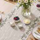 3 x Artoid Mode Daisy Floral Milky White Shaped Gauze Embroidery Table Runner 120 Inch 10FT, Tulle Spring Summer Kitchen Dining Table Decor for Home Party