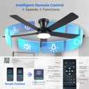 Ayaoty 46" Ceiling Fans with Lights and Remote - Black Flush Mount Ceiling Fan Light with ABS Blades and 3CCT Dimmable, Reversible, Low Profile Fan Light for Indoor Modern Bedroom, Kitchen