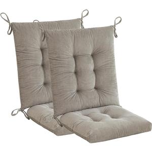 Outdoor Patio Cushion, Rocking Chair Cushion, Tufted Pads, Set of Upper and Lower with Ties Pack of 2 (2 Sets) - Back 20"17", Seat 17"17" (Grey)