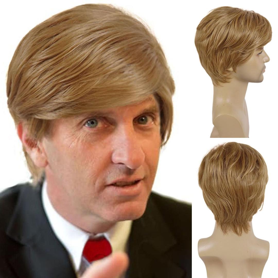 GNIMEGIL Wig Costume Funny Wigs for Adults Halloween Costumes for Men Funny Wigs Famous People Costumes for Adults Celebrity Wig for Adult