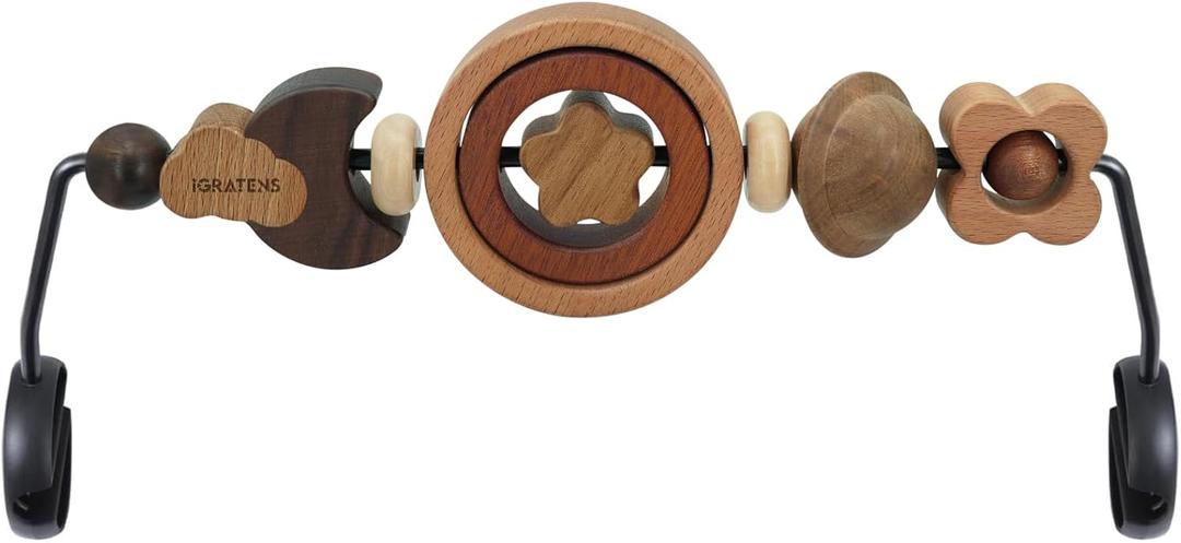 iGRATENS Baby Bjorn Bouncer Toy Bar - Toy Bar for Baby Bouncer Soft & Bliss, Easy to Attach and Remove, 360Rotating Natural Wooden Toys, Exciting Design for Curious Babies, Circular Natural Wood