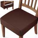Songrey Waterproof Seat Covers for Dining Chairs Set of 6, No Rear Chair Covers, Stretch Removable Washable Chair Slipcover Protector, Chocolate