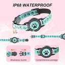 (Blue) GPS Tracker for Cats, Waterproof GPS Cat Trackers Cats Collar with Bells, No Subscription, GPS Cat Collar, Adapt with Apple Find My (iOS Only) Finder Tag for Vehicles, Pets, Kids