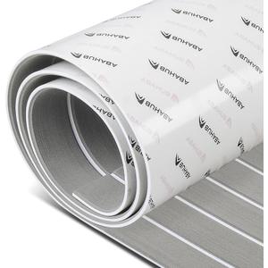 Abahub EVA Foam Boat Decking 96''x45.6''/36''/28.8''/24''/16.8'', 48''x16.8'' Self-Adhesive Faux Teak Marine Flooring Sheet Traction Pad for Boats Surfboard Swim Platform RV Floor (Gray with White Lines)