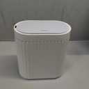 ELPHECO Bathroom Motion Sensor Trash can 2 Gallon Automatic Garbage Can, Slim Plastic Smart Trash Can with Lid, Commercial Intelligent Trash Bin for Bedroom, Bathroom, Office, White with Grey Trim
