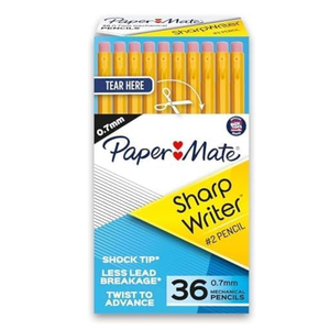 Paper Mate SharpWriter Mechanical Pencils | 0.7 mm #2 Pencil | Pencils for School Supplies, Yellow, 36 Count