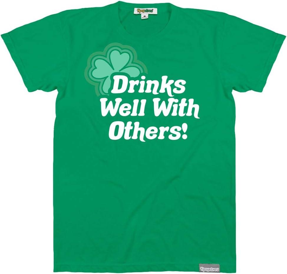 Tipsy Elves Mens St Patricks Day Shirt  Funny Irish Graphic T-Shirt, Green Clover St Patricks Tee (Green, L)