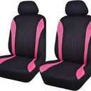 Flying Banner Car Seat Covers Front Seats Mesh Fabric Rear Bench Split Polyester Cover Easy Installation SUV CAR Woman Lady Femal (Front Set, Black Pink)