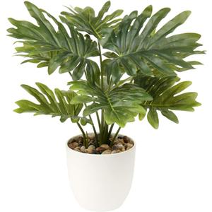 Briful 18'' Tall Artificial Monstera Plant for Home Decor - Indoor Potted Faux Greenery in White Pot for Bathroom Kitchen Decorations