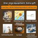 Indoor cat cage with Litter Box, Complimentary Cat Bed, Bow,lcat House with Wheels Outdoor,Large cat Villa Playpen, Small Animal Dog Kennel cat enclosures (28(L) x18.2(W) x46.2(H))