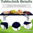 6 Foot Picnic Table Cover Fitted Elastic Tablecloth for Rectangle Table 10 Pack Waterproof Stretch Washable Folding Indoor Outdoor Spandex Tablecloth for Parties Banquet Camping (Navy Blue,30" x 72")
