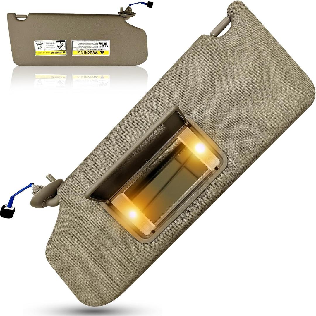 Left Driver Side Sun Visor for Honda Pilot 2009 2010 2011 2012 2013 2014 2015 Replace 83280-SZA-A01ZC with Vanity Light/with Makeup Mirror (Driver Left Side(Beige))
