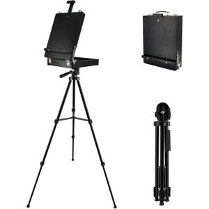 Black French Style Easel Sketch Box with Aluminum Tripod, normal