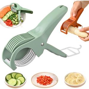 Multi-Functional Banana Slicer Cutter - All-in-One Kitchen Gadget for Fruits & Vegetables, Perfect as Grape Cutter & Strawberry Slicer, Safe for Kids & Dishwasher Safe (Green)