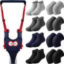 Panitay Handheld Baby Walking Harness Adjustable Toddler Walking Assistant Baby Walker Assistant Belt with 4 Pairs Crawling Anti-Slip Knee 4 Pairs Non Slip Toddler Socks Grips, 7-24 Months Old
