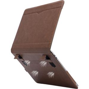 TYTX Compatible with MacBook Pro Leather Case 15 Inch 2016-2019 Release (A1990 A1707) Laptop Sleeve Protective Folio Book Cover with Vents, Dark Brown