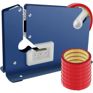 Bag Sealer with 7 Bag Sealing Tape Manual Bag Sealer Metal Taper Dispenser with Trimmer Cutter Anti-Slip Supermarket Store Bag Sealing Machine for Home Bakery Supermarket, 2024062904