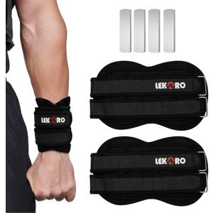 Adjustable Ankle Weights & Wrist Weights for Women Men, 1 Pair Removable Weighted Plate Arm Leg Weights for Walking, Running, Pilates (2.2lb/4.4lb/6.6lb/11lb/22lb Total)