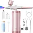 Airbrush Kit With Compressor 48PSI Rechargeable High Pressure Air Brush Set Cordless Airbrush Kit with 0.3mm Nozzle for Painting, Nail Art, Cake Decor, Makeup, Modeling (Pink)