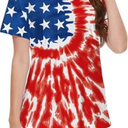 TMSD Women's 4th of July Shirt USA Flag Shirts for Women V Neck Independence Day Tops Stars and Stripes T Shirt, M